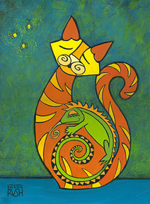 Iguana Love You Cat Painting