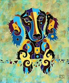 Dog Art Long Haired Dachshund Painting
